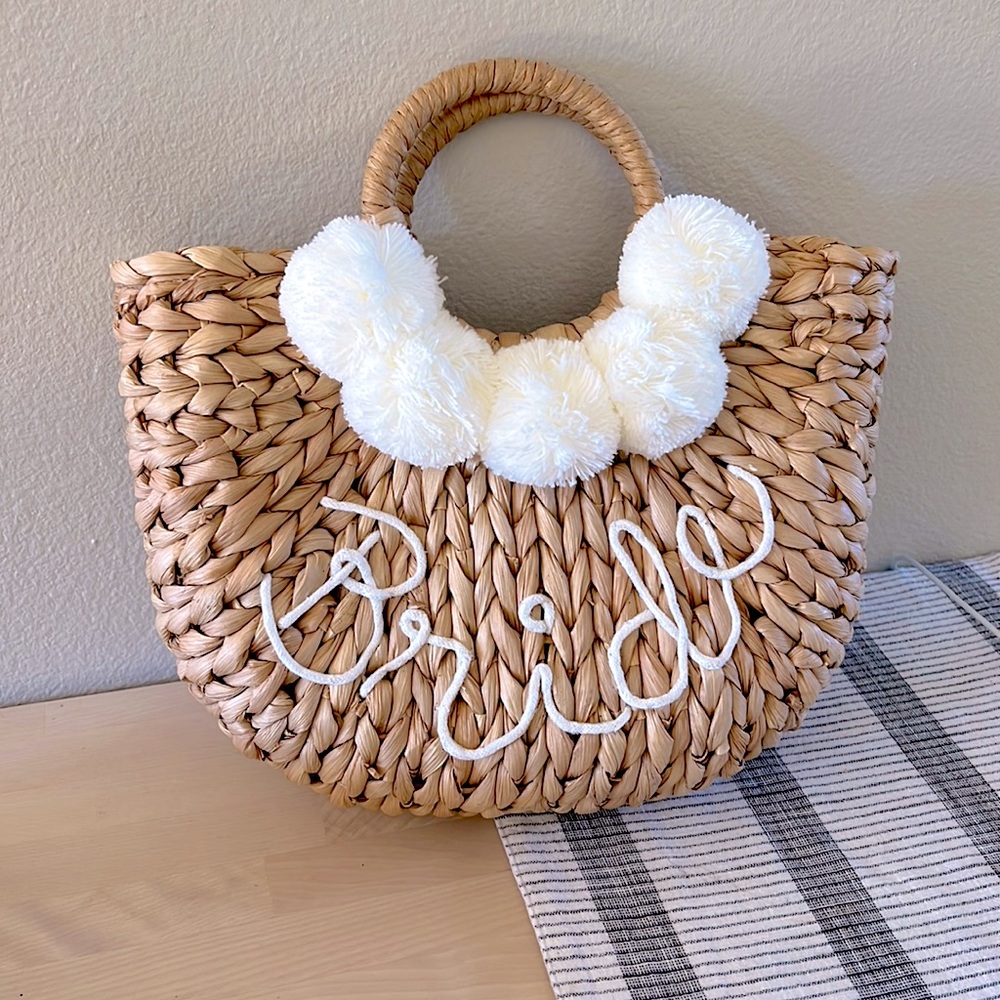Bride straw purse for honeymoon, bridal shower